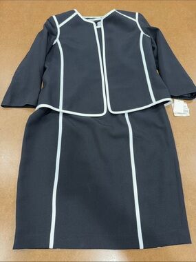 NWT Kasper Black and White Trim Dress & Jacket Set • Business Attire • 2 pc Set